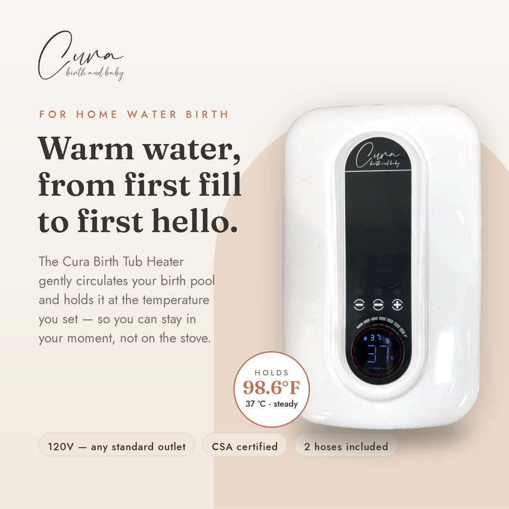 Cura Birth Tub Heater keeping birth pool water warm