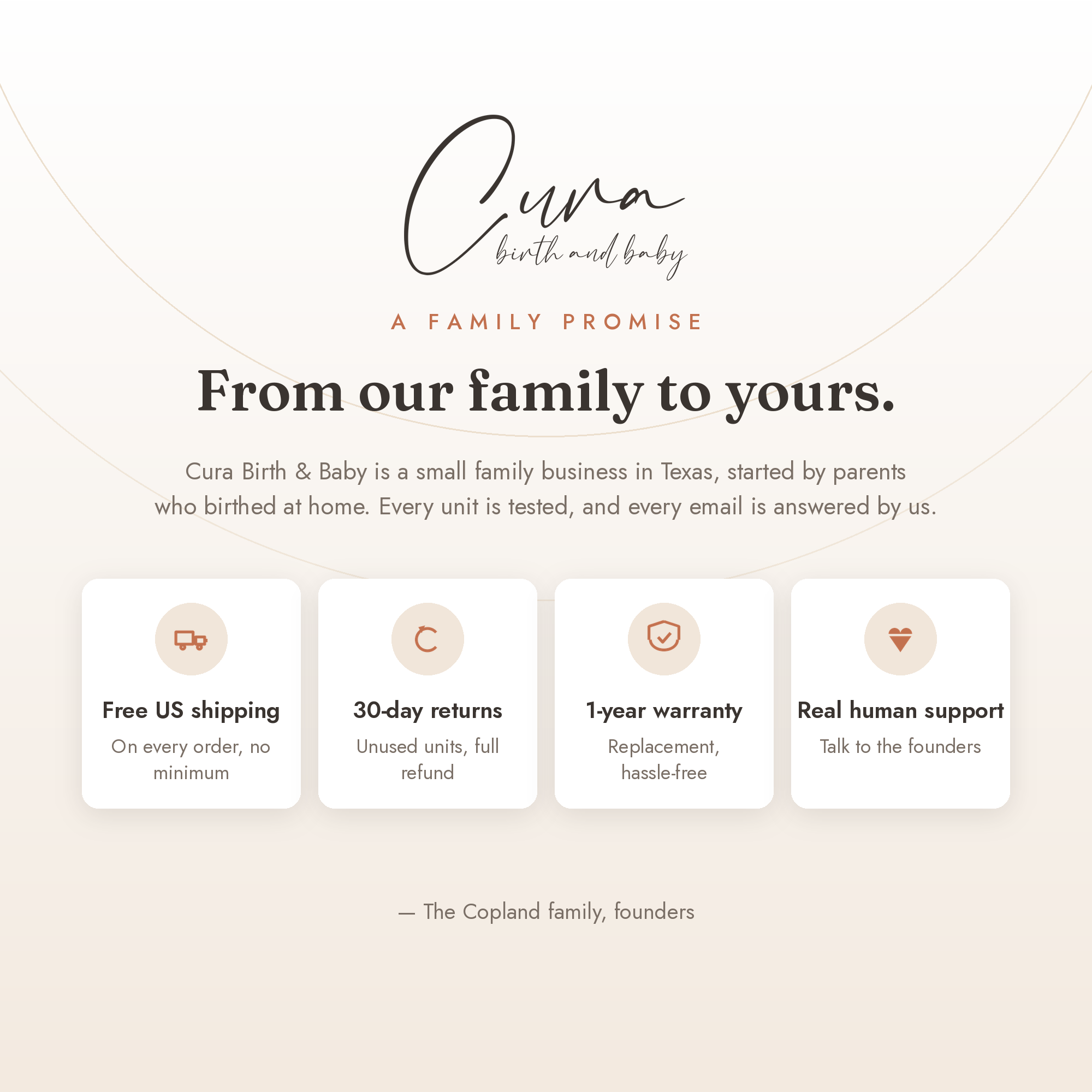 Cura Birth & Baby product promise and 12-month warranty